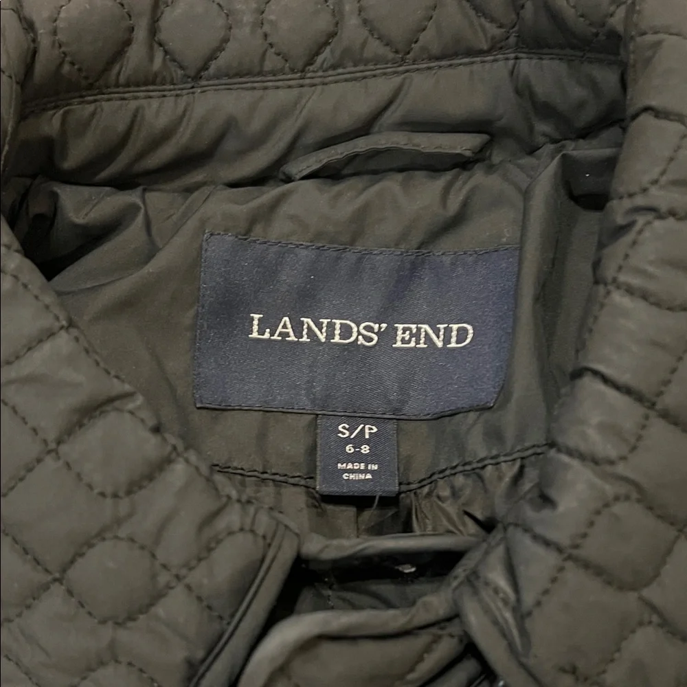 Lands' End Black Quilted Button-Up Jacket - Picture 2 of 8